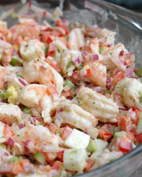 Southern Shrimp Salad, Creek Salad Recipes, Mexican Camarones, Creamy Shrimp Salad, Salad With Mayonnaise, Salad With Eggs, How To Make Shrimp, Sea Food Salad Recipes, Shrimp Salad Recipes