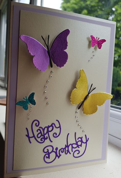 Butterfly card A5 Butterfly Greeting Cards Handmade, Butterfly Cards Handmade Simple, Butterfly Greeting Cards, Diy Butterfly Card, Butterfly Birthday Cards Handmade, Butterfly Cards Ideas, Butterfly Cards Handmade, Butterfly Birthday Card, Butterfly Birthday Cards