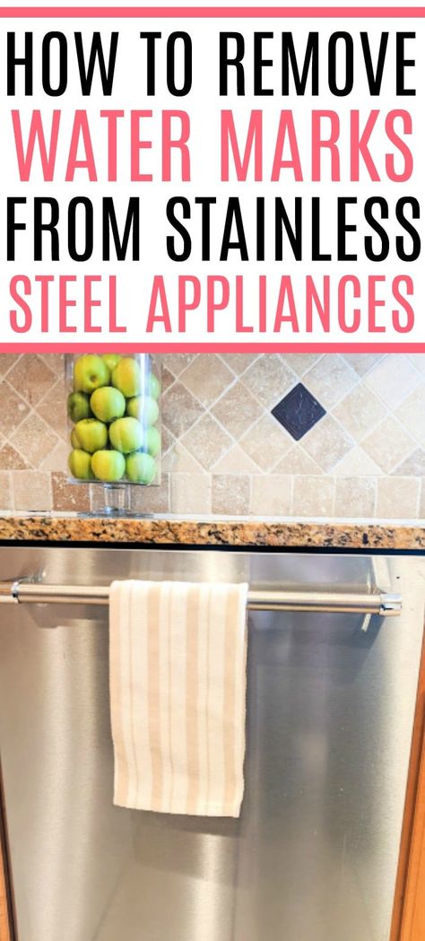 Cleaning Stainless Steel Appliances, Urban Bohemian, Remove Water Stains, Industrial Home Decor, Diy Household Tips, Stainless Steel Fridge, Hard Water Stain Remover, Stainless Steel Cleaner, Industrial Home