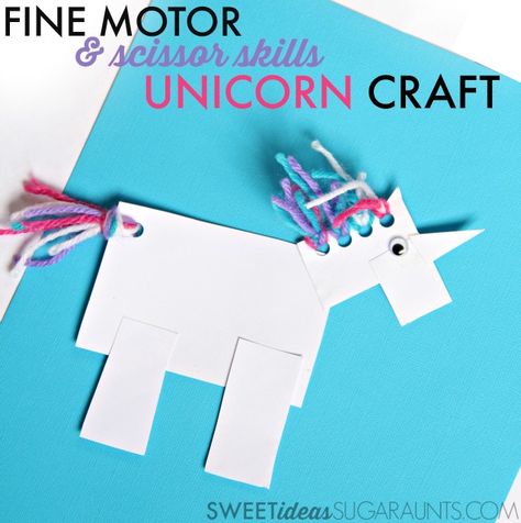 Cute Unicorn Craft for Fine Motor Scissor Skills - The OT Toolbox Unicorn Crafts For Kids, Unicorn Craft, Art And Craft Ideas, Preschool Fine Motor, Unicorn Crafts, Scissor Skills, Crafty Kids, Extra Curricular, Fine Motor Activities