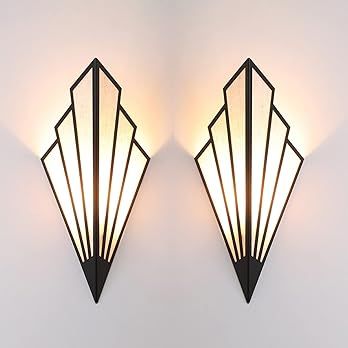 YFMYY Modern Wall Light Simple Creative Wall Sconces Bedroom Aisle Living Room Wall Lamp Holder E12 Socket Art Deco Lighting Fixture (Bulb Not Included) (Pack of 2) - Amazon.com Art Deco Interiors, Deco House, Deco Lighting, Wall Lamps Living Room, Art Deco Wall, Indoor Wall Sconces, Wall Sconces Bedroom, Sconces Bedroom, Art Deco Lighting