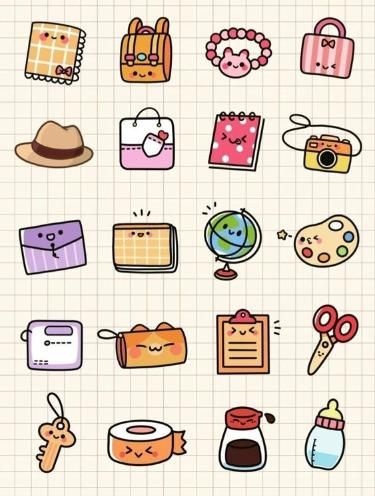 Cute Drawings Journal, Cute Kawaii Drawings Easy, Kawaii Drawings Easy, Sticker Drawing Ideas, Cute Small Stickers, Cute Food Doodles, Kawaii Cute Stickers, Sticker Drawing, Cute Small Drawings