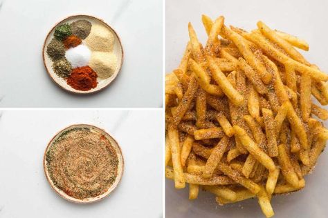 Season fresh or frozen fries using this delicious homemade french fry seasoning for the best flavor! #FrenchFrySeasoning Seasoning Fries, Best French Fry Seasoning, French Fries Seasoning, French Frie Seasoning, Fries Seasoning, French Fry Sauce, Chip Seasoning, Fry Seasoning, Frozen Fries