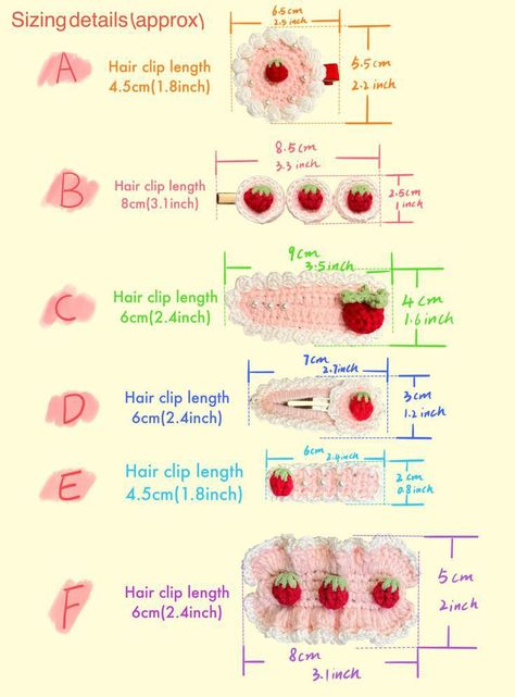 Crocheting Hair Accessories, Cute Crochet Hair Clips, Crochet Strawberry Hair Clip, Cute Crochet Hair Accessories, Crocheted Hair Accessories, Crochet Clips Hair, Hair Pin Crochet, Cute Crochet Accessories, Crochet Hair Pins