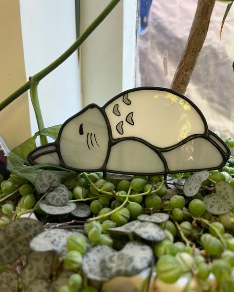 Grace || Periwinkles Glass Art | Who doesn’t want a little slumbering totoro in their plant pots!? I have a few of these available (definitely keeping one for myself) get… | Instagram Ghibli Stained Glass Art, Star Wars Stained Glass Art, Studio Ghibli Stained Glass Art, Totoro Stained Glass Art, Pokemon Stained Glass Art, Zelda Stained Glass Art, Stained Glass Zelda, Stained Glass Painting, Diy Stained Glass Window