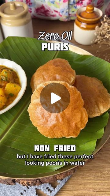 @nehadeepakshah on Instagram: "Zero Oil - NON FRIED Puri ! It is TRUE & Possible. You will be mind blown. Save & Share with your loved ones For the Dough - 1 cup whole wheat flour 1/4 tsp salt 1 & 1/2 tbsp Dahi Water as you need Make sure dough is slightly stiff Dahi plays a vital role in making sure the puris turn out perfect Air Frying Temp - 190 Degrees c for 4 mins 🌟 Vishesh Tippani - Cook the puris in BOILING water until It floats up. Just about 2 to 3 mins - Wipe the puris with a cloth to dry it slightly before adding to the air fryer - Do not over cook the puris - Always Preheat the air fryer. 5 to 6 mins is enough & you can put many pieces together , just do not over lap #NonFriedPuris #ZeroOil #NoOilPuris #Puri #PuriRecipe" Oil Free Bread Recipe, Zero Oil Vegetarian Recipes, 5 Min Cooking Recipes, Zero Oil Cooking, Zero Oil Indian Recipes, Airfryer Recipes Vegetarian, Easy Indian Fry Bread, Air Fryer Indian Recipes Vegetarian, Puri In Air Fryer