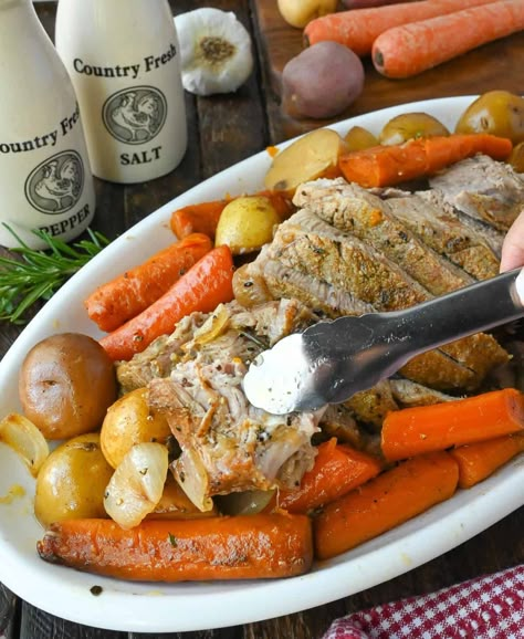 Slow Cooker Pork Roast with Potatoes and Carrots Pork Roast With Carrots And Potatoes, Pork Roast And Potatoes Crock Pot, Roasted Pork Loin And Potatoes, Slow Cooker Pork Roast With Vegetables, Slow Cooker Pork Loin And Potatoes, Slow Cook Pork Roast, Pork Roast With Potatoes, Slow Cooker Roasted Potatoes, Easy Slow Cooker Pot Roast