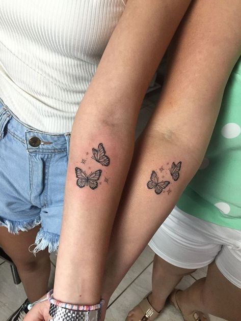 Word Tattoo Ideas, Side Thigh Tattoos, Mom Daughter Tattoos, Cute Matching Tattoos, Matching Tats, Small Matching Tattoos, Tribute Tattoos, Magic Runes, Matching Sister Tattoos