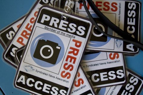 Title: Here Comes the Press | Description: Create a press badge with the student's name, school name, name of newspaper, and school year on it. Take pictures of each newspaper staff member and print each picture. Put the pouches with the badge in them through the laminator. Students will use the badge when taking pictures for the newspaper and yearbook. | By: Audra B. #PaydayforYourProject #teacher #education High School Newspaper, Edge Magazine, Yearbook Class, Yearbook Staff, School Newspaper, Journalism Career, My Future Job, Career Vision Board, School Paper