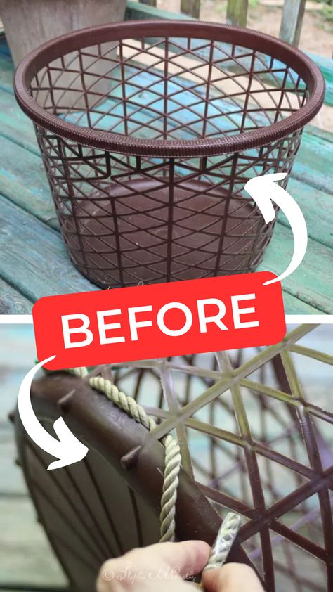 Transform your space with our easy DIY project, turning ordinary laundry baskets into eye-catching decor! 😍 Click to discover our simple and effective tips that will give your home an instant makeover. Laundry Basket Upcycle, How To Make Baskets Diy, Diy Jute Basket, Wicker Basket Makeover, Wicker Basket Decor Ideas, Homemade Baskets, Wire Basket Ideas, Diy Woven Basket, Diy Wicker Basket