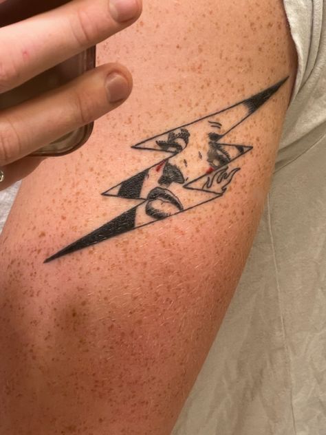 Lightning Bolt Face Tattoo, Tattoo Ideas Female Lightning, Lightning Bolt Tattoo Arm Sleeve, Lightning Bolt Tattoo Men, Lightning Bolt Neck Tattoo, Thunder Bolt Tattoo, Hand Tattoos Lightning Bolt, Lightning Bolt Tattoo Down Arm, Shock Tattoo