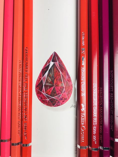 #water color pencil drawing ruby,love my pencil @Faber-Castell Ruby Drawing Gem, Ruby Drawing, Object Painting, Drawing Colored Pencil, Gem Drawing, Jewelry Sketch, Geraniums Red, Water Color Pencil, Colored Pencil Tutorial