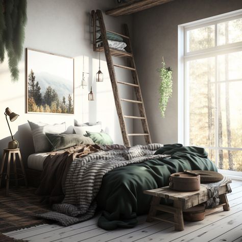 23 Forest-Themed Bedroom Ideas For Creating A Relaxing Oasis - hausvibe Cabin Theme Bedroom, Forrest Bedroom, Outdoorsy Bedroom, Woodsy Bedroom, Woodland Theme Bedroom, Forest Green Bedrooms, Forest Themed Bedroom, Themed Bedroom Ideas, Camping Bedroom