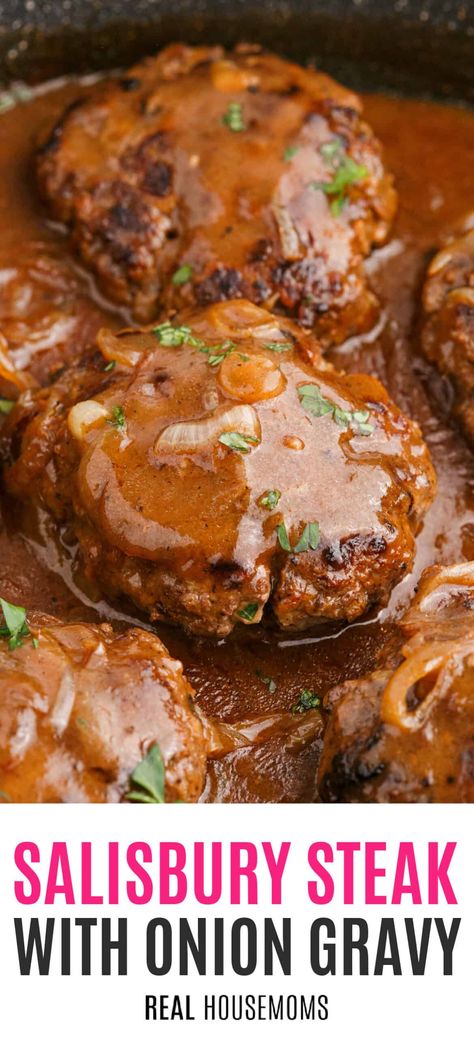 Salisbury Steak With Onion Gravy, Best Salisbury Steak Recipe, Hamburger Steak And Gravy, Homemade Salisbury Steak, Slow Cooker Salisbury Steak, Beef Steak Recipes, Salisbury Steak Recipes, Easy Steak Recipes, Onion Gravy