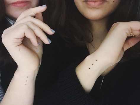 Tattoos For Women Disney, Ellipsis Tattoo, Best Friend Tattoos For Women, Matching Harry Potter Tattoos, Dot Tattoo Meaning, 3 Dot Tattoo, Tattoo Ideas For Best Friends, Ideas For Best Friends, Camera Tattoos