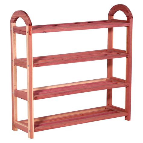 Have to have it. Household Essentials Cedar Shoe Rack $53.99 hayneedle.com 8.5 deep 4 Tier Shoe Rack, Hanging Shoe Storage, Slatted Shelves, Diy Shoe Rack, Long Shelf, Household Organization, Bench With Shoe Storage, Rack Design, Shoe Organizer