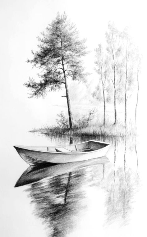 Landscape Drawings For Beginners, Pencil Sketches For Beginners Landscape, Art Sketches Ideas Creative Inspiration, Art Drawings Ideas Creative Sketchbooks, Nature Pencil Sketches, Easy Sketches For Beginners Pencil Simple Drawing, Easy Nature Sketches, Landscape Sketch Pencil, Pencil Art Drawings Creative