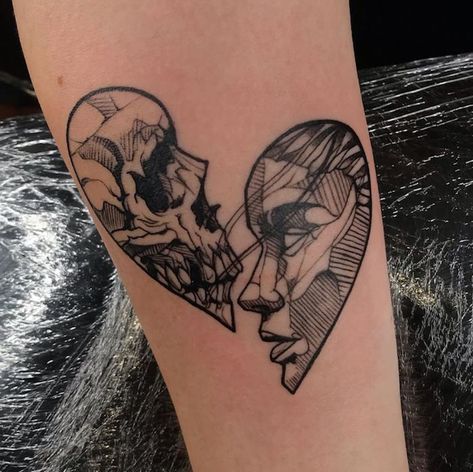 Close Friend Tattoos, Crazy Love Tattoo, Hole In Heart Tattoo, Heart On Sleeve Tattoo Ideas, Love Inspired Tattoos, The Lover Tattoo, Dark Romantic Tattoo, Two Souls Tattoo, Cold Hearted Tattoo