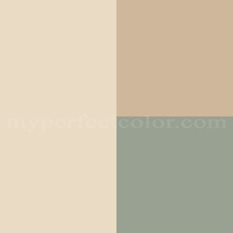 Benjamin Moore™ Color Combinations - 1039 Stone House, 460 Herb Bouquet, Honeyed Almond Pottery Barn Colors, Colour Combinations Interior, Rustic Family Room, Green Exterior, Exterior House Color, Pintura Exterior, Salon Suites, Paint Color Schemes, Exterior Paint Color