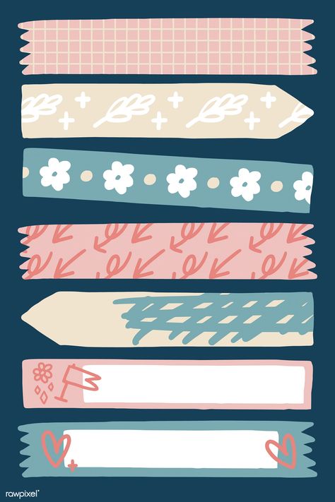 Doodle floral tape design vectors | free image by rawpixel.com / Katie Moir Tape Illustration, Doodle Floral, Colorful Stationery, Tape Design, Note Doodles, طابع بريدي, Tape Pattern, Design Picture, Scrapbook Stickers Printable