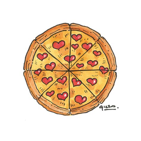 Pizza love - Illustration for Valentine's Day on Behance Pizza Illustration, Pizza Wallpaper, Pizza Quotes, Yuumei Art, Pizza Drawing, Pizza Art, I Love Pizza, Pizza Funny, Pizza Pie