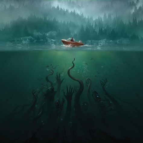 Underwater Horror Art, Sea Monster Art, Scary Ocean, Ocean Drawing, Sea Drawing, Sea Scape, Horror Series, Anime Girlies, Horror Artwork