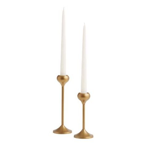 Gold Talia Taper Candleholder | World Market Gold Taper Candle Holders, Gold Taper Candles, Gold Candle Holder, Glass Pillar Candle Holders, Classic Taper, Thanksgiving Table Runner, Glamorous Decor, Gold Candle, Gold Candle Holders