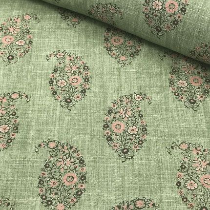 Apple Blossom Jane Clayton, Green Fabrics, Sanderson Fabric, William Morris Designs, Brown Paisley, Paisley Fabric, Green Paisley, Window Dressing, Stripes Texture