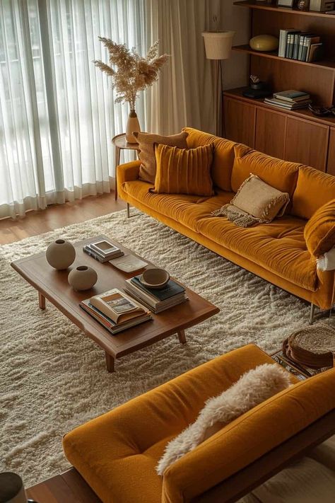 15 Tips for Creating a 70s Inspired Living Room | Green Snooze Comfy Rugs In Living Room, Comfy Living Room Ideas, 70s Inspired Living Room, French Cottage Living Room, 70s Living Room, 70s Interior Design, 70s Interior, Room Green, 70s Home