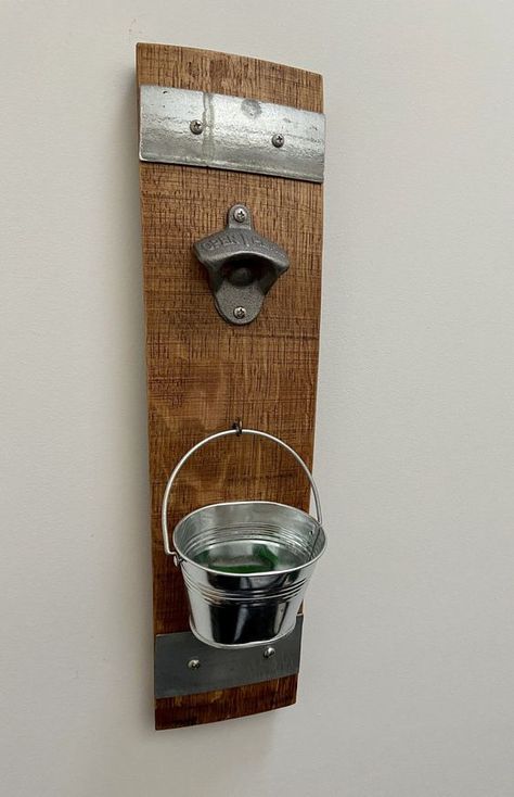 Bourbon Barrel Decor, Beer Opener Wall Mount, Wine Barrel Diy, Wine Barrel Dog Bed, Whiskey Barrel Decor, Wine Barrel Art, Wine Barrel Crafts, Wine Barrel Bar, Barrels Diy