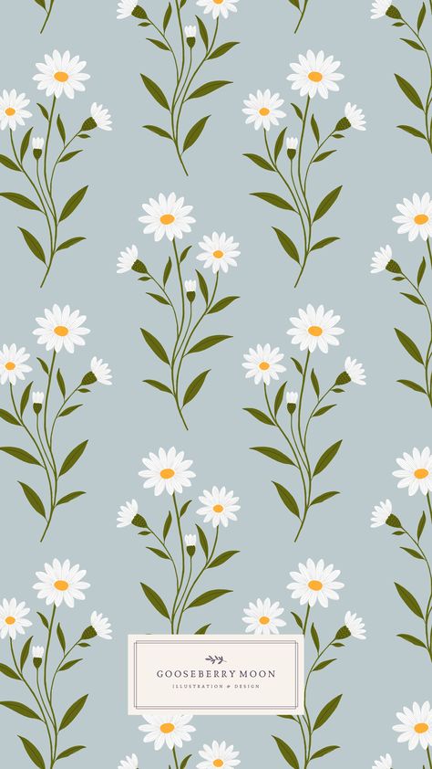 Cute Patterns To Paint, Flowers Pattern Illustration, Daisy Pattern Wallpaper, Raining Flowers, Gooseberry Moon, Daisy Illustration, Flower Illustration Pattern, Daisy Flower Pattern, Pattern Design Inspiration