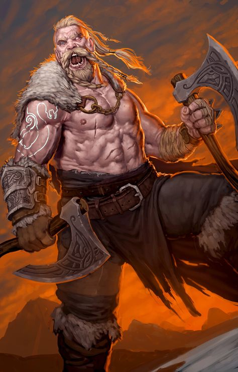 ArtStation - Viking Berserker, Adam Stone Barbarian Dnd, Viking Berserker, Arte Viking, Viking Character, Viking Culture, Viking Art, Dungeons And Dragons Characters, Viking Warrior, Poses References