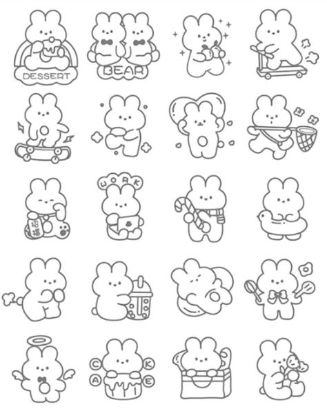 Cute Black And White Drawings Simple, Cute Things To Color And Draw, Cute Stickers Printable No Color, Cute Drawing Outline, Cute Stickers Printable Black And White, Sticker Drawing Ideas Easy Simple, Cute Drawings Printable, Sticker Coloring Pages, Colorable Stickers