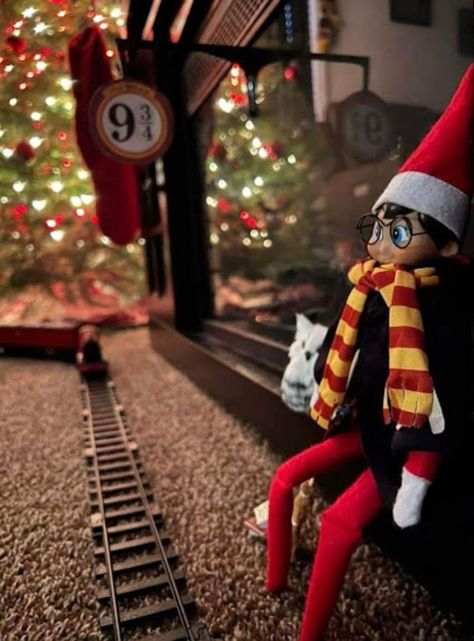 Harry Potter Elf on the Shelf Ideas | Finding Myself Young Easy And Cute Elf On The Shelf Ideas, Elf On The Shelf And Harry Potter, Elf On The Shelf Christmas Village, Elf On The Shelf Ideas Harry Potter, Elf Harry Potter Ideas, The Elf Returns Ideas, Baby Sorting Ceremony Harry Potter, Elf On The Shelf Christmas List, Elf On Shelf Harry Potter