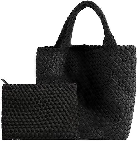 Fashion Hobo Bag Handmade Woven Casual Female Handbag Large Capacity Neoprene Tote Bag Patchwork Women Shoulder Bags Neoprene Tote, Woven Tote Bag, Set Patterns, Woven Bag, Bag For Women, Amazon Fashion, Hobo Bag, Large Bags, Shoulder Bag Women