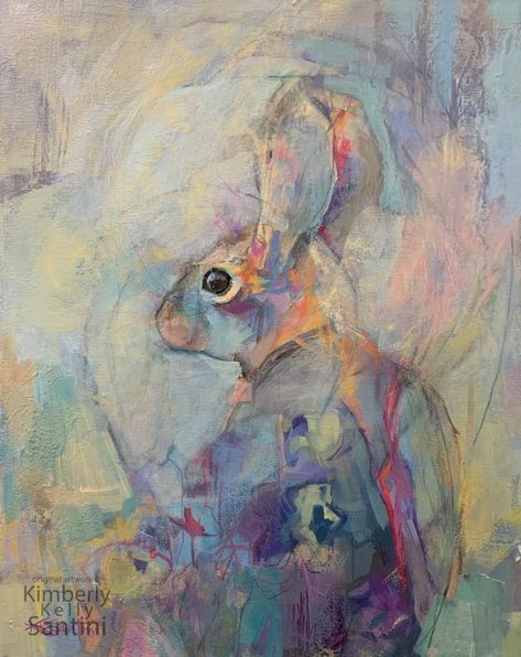 Kimberly Santini Artist, Rabbit Oil Pastel, Rebecca Haines, Rabbit Collage Art, Rabbit Paintings On Canvas, Rabbit Painting Abstract, Dimitra Milan, Male Male, Abstract Animal Art