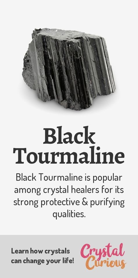 Black Tourmaline Meaning & Healing Properties. Black Tourmaline is popular among crystal healers for its strong protective & purifying qualities. Learn  all the crystal & gemstone properties and crystal healing for beginners at CrystalCurious.com. Positive energy, chakra healing, vibrational energy, stone meanings, crystal therapy. #newage #crystalhealing #positiveenergy #crystals #gemstones #energyhealing #crystalcurious Black Tourmaline Meaning, Tourmaline Meaning, Stone Meanings, Gemstone Properties, Crystal Healer, Spiritual Crystals, Crystal Therapy, Meditation Crystals, Healing Crystal Jewelry