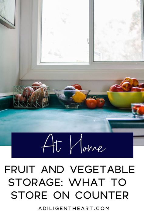 How To Store Fruits And Vegetables On Counter, Vegetable Counter Storage, Countertop Fruit And Vegetable Storage, Storing Fruits And Vegetables On Counter, Fruit On Counter Ideas, How To Store Fruits And Vegetables, Vegetable Organization, Fruit Organization, Diy Vegetable Storage