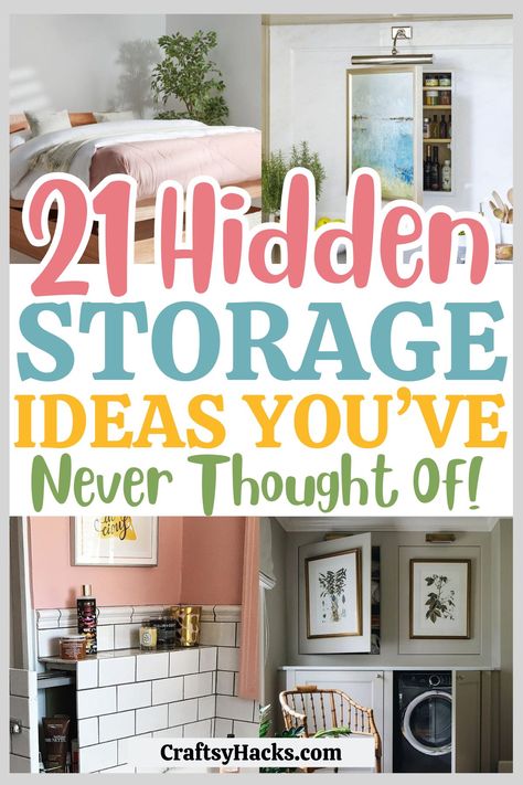 How To Add More Storage To Your Home, Pull Out Wall Storage, Low Level Storage, Cheap Storage Ideas For Small Spaces, Added Storage Ideas, Unused Storage Space Ideas, Inside Storage Ideas, Hidden Mail Storage, Hidden Storage Behind Artwork