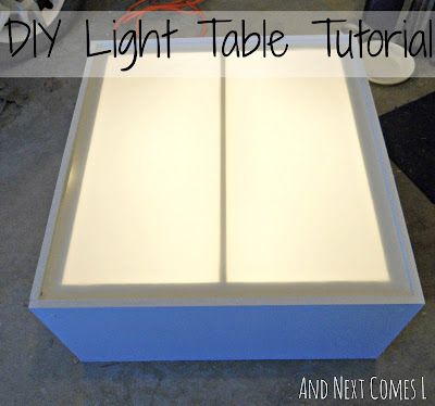 DIY light table tutorial (made from an old entertainment center) from And Next Comes L Diy Light Table, Old Entertainment Centers, Table Activities, Light Box Diy, Wainscoting Styles, Diy Light, Dark Images, Sensory Room, Sensory Table