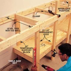 Modular Workbench, Garage Bench, Officine In Garage, Garage Workbench Plans, Workbench Plans Diy, Woodworking Bench Plans, Diy Workbench, Workbench Plans, Garage Work Bench