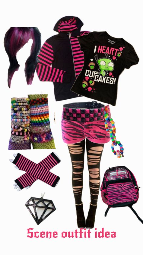 I will make more cuz these are jsut fun to make lol Emo Outfits Girl, Scenecore Aesthetic Outfit, 2000s Emo Outfits, Scene Queen Outfit, Scene Outfits Aesthetic, Scenecore Outfit, Scene Kid Outfits, Clothes Collage, Scene Clothing