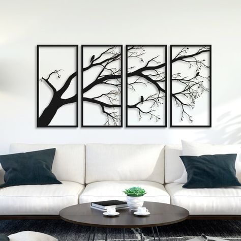 Entrance Decor Ideas, Takken Decor, New Living Room Ideas, Metallic Decor, Tree Branch Decor, Black Metal Wall Art, Modern Metal Wall Art, Candles Decor, Resin Art Painting