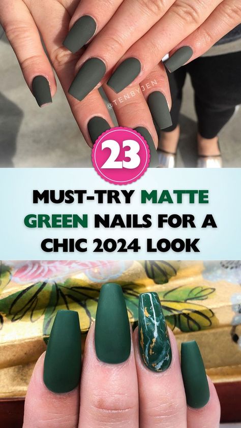 Get inspired by our collection of matte green nails, the perfect chic accessory for 2024. Matte Green Ombre Nails, Green Matte Fall Nails, Matte Hunter Green Nails With Gold, White Green Ombre Nails, Sage Green Boho Nails, Green Gel Manicure Ideas, Dark Green Pointy Nails, Nail Inspiration Matte, Dark Green Matte Nail Designs