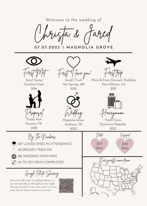 Wedding Programs Fun Facts, Wedding Infographic Program, Wedding Program Examples, Reception Program, Wedding Reception Program, Fun Wedding Programs, Wedding Timeline Template, Wedding Infographic, Art App