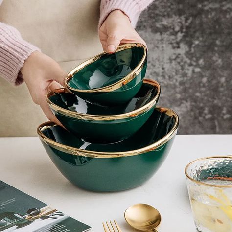 Nordic Ceramic Bowls for Salad, Fruit Snack, Soup, Dessert, Noodle Bowl Tray, Kitchen Tableware Ramen Soup Bowl, Ceramics Bowls Designs, Bowl Tray, Salad Fruit, Fruit Snack, Glazed Bowl, Green Bowl, Noodle Bowl, Ceramic Flower Pots