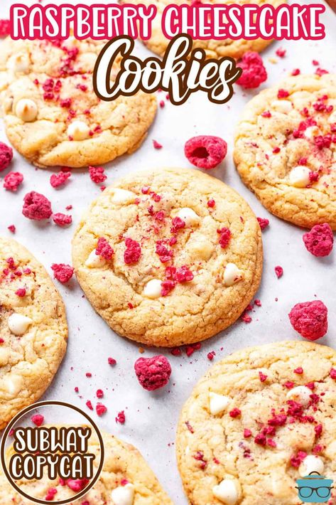 Subway Raspberry Cheesecake Cookies, Subway Copycat, Cheesecake Flavors, Raspberry Cheesecake Cookies, Raspberry Cookies, Gluten Free Cheesecake, Homemade Goodies, Chewy Cookies, Pudding Cookies