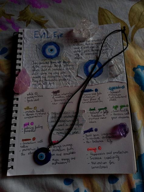 Evil Eye Color Meaning, Eye Color Meaning, Meaning Of The Evil Eye, Journalist Ideas, Devils Eye, Eye Journal, Spiritual Journaling, Spiritual Girl, Eye Crystals