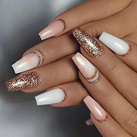 Winter Manicures, Rose Gold Nails, Art Winter, Prom Nails, Nail Polishes, Art Tutorial, Gold Nails, Gorgeous Nails, Cute Acrylic Nails