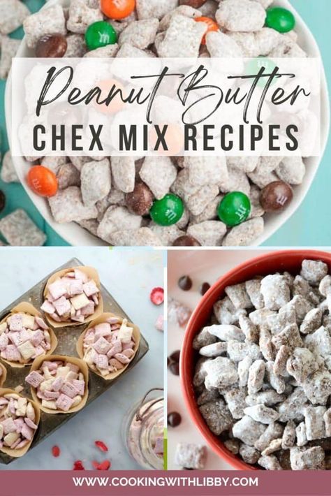 This roundup of Peanut Butter Chex Mix Recipes will kick start your creativity when it comes to peanut butter snacks. Perfect year round! #peanutbutter #chexmix #easyrecipes Peanut Butter Chex Mix Recipes, Chex Treats, Chex Cereal Recipes, Peanut Butter Chex Mix, Peanut Butter Chex, Peanut Butter Muddy Buddies, Salty Chex Mix, Chex Mix Recipes Sweet, Chex Mix Puppy Chow